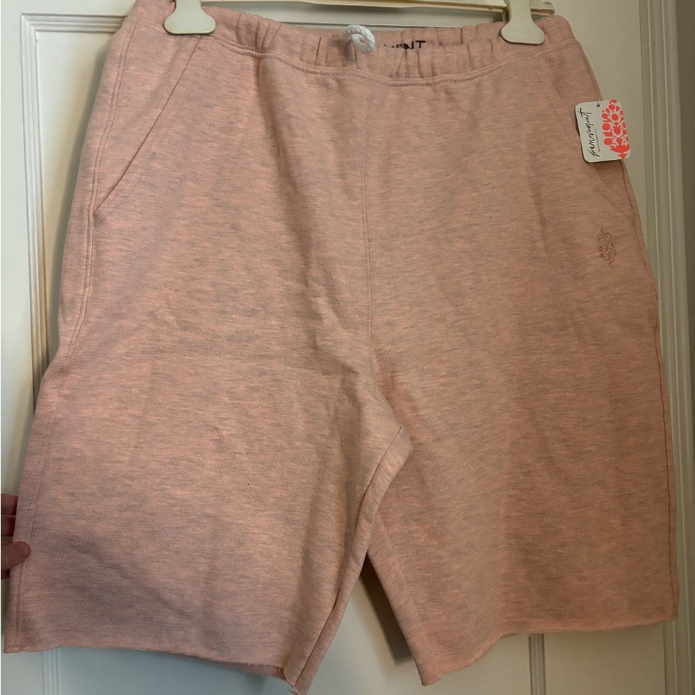 FP Movement by Free People High-Waist Knit Shorts in Blush